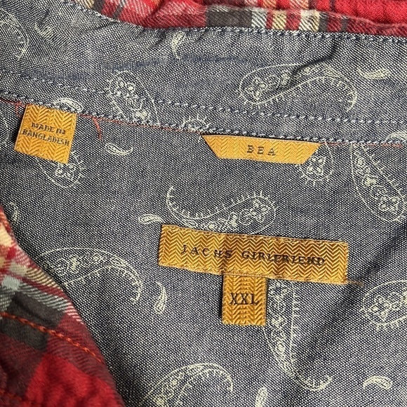 JACHS GIRLFRIEND XXL RED AND BLUE PLAID LONG SLEEVE SNAP FRONT SHIRT BEA - Picture 4 of 7